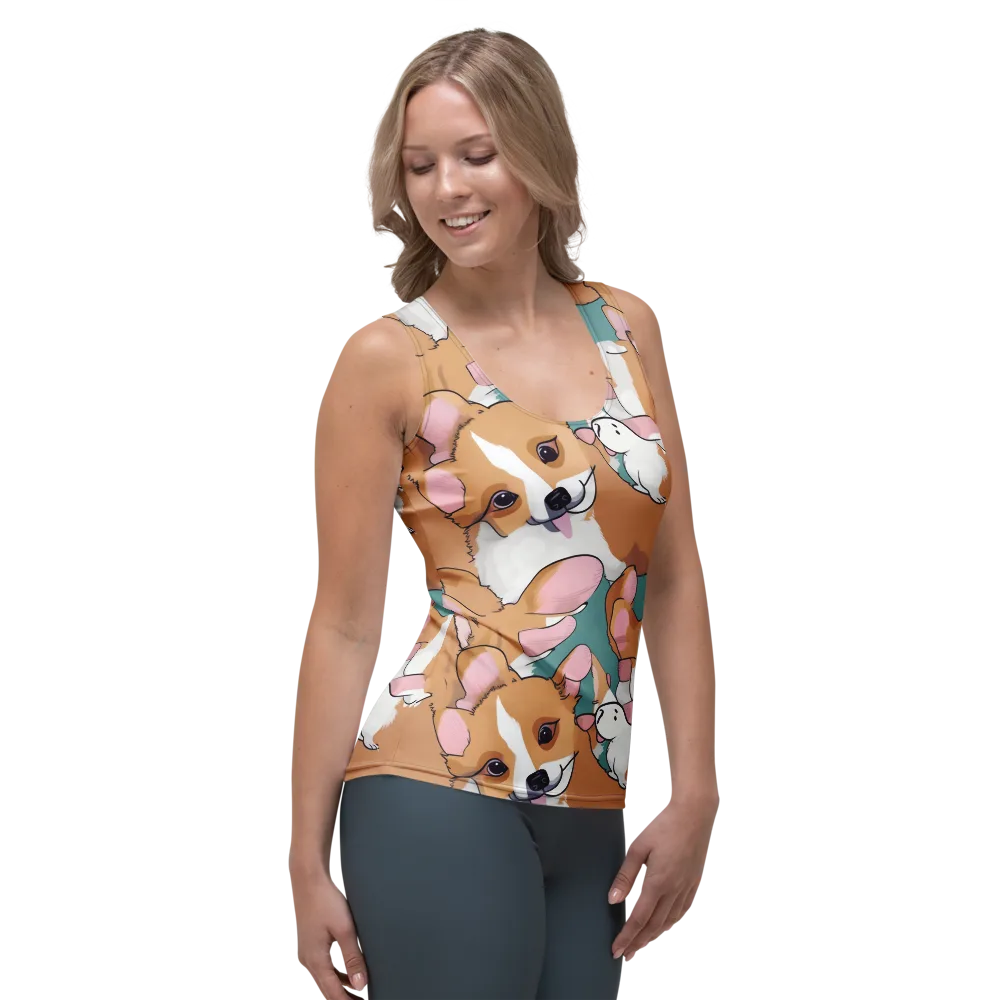 Corgi Carousel on Women's Tank Top — Right Front