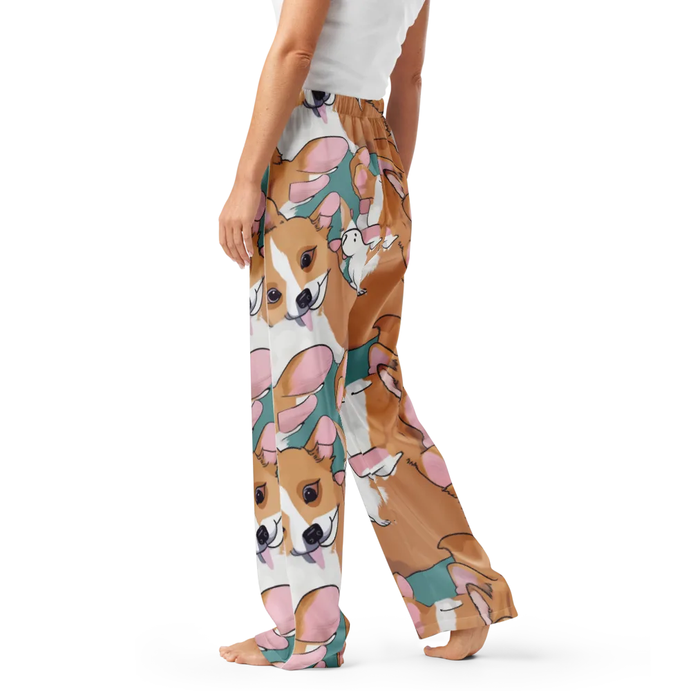 Corgi Carousel on Women's Pajama Pants — Left