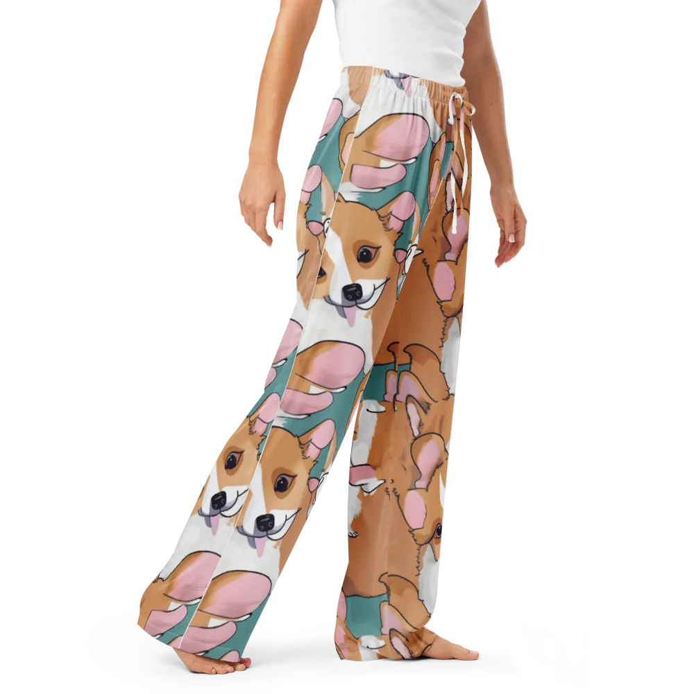 Corgi Carousel on Women's Pajama Pants — Right Front