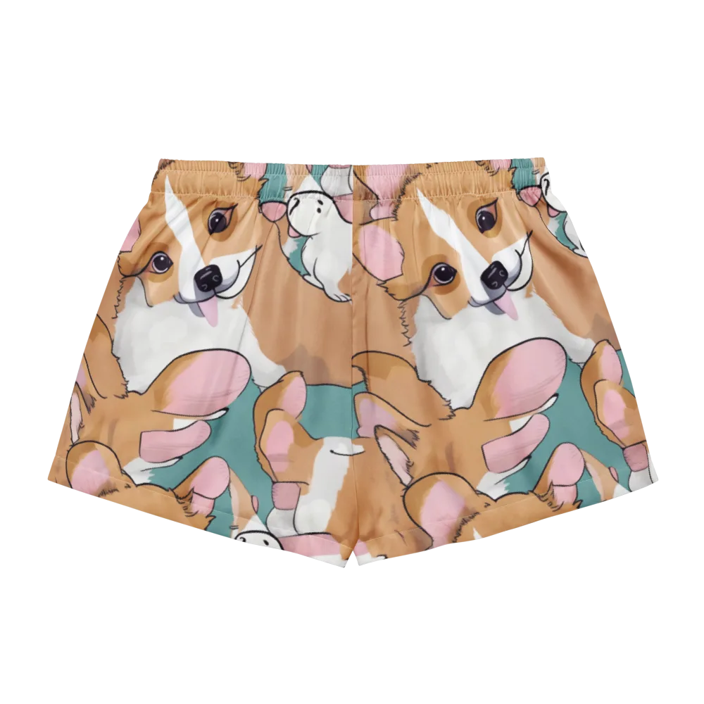 Corgi Carousel on Women's Pajama Shorts — Back