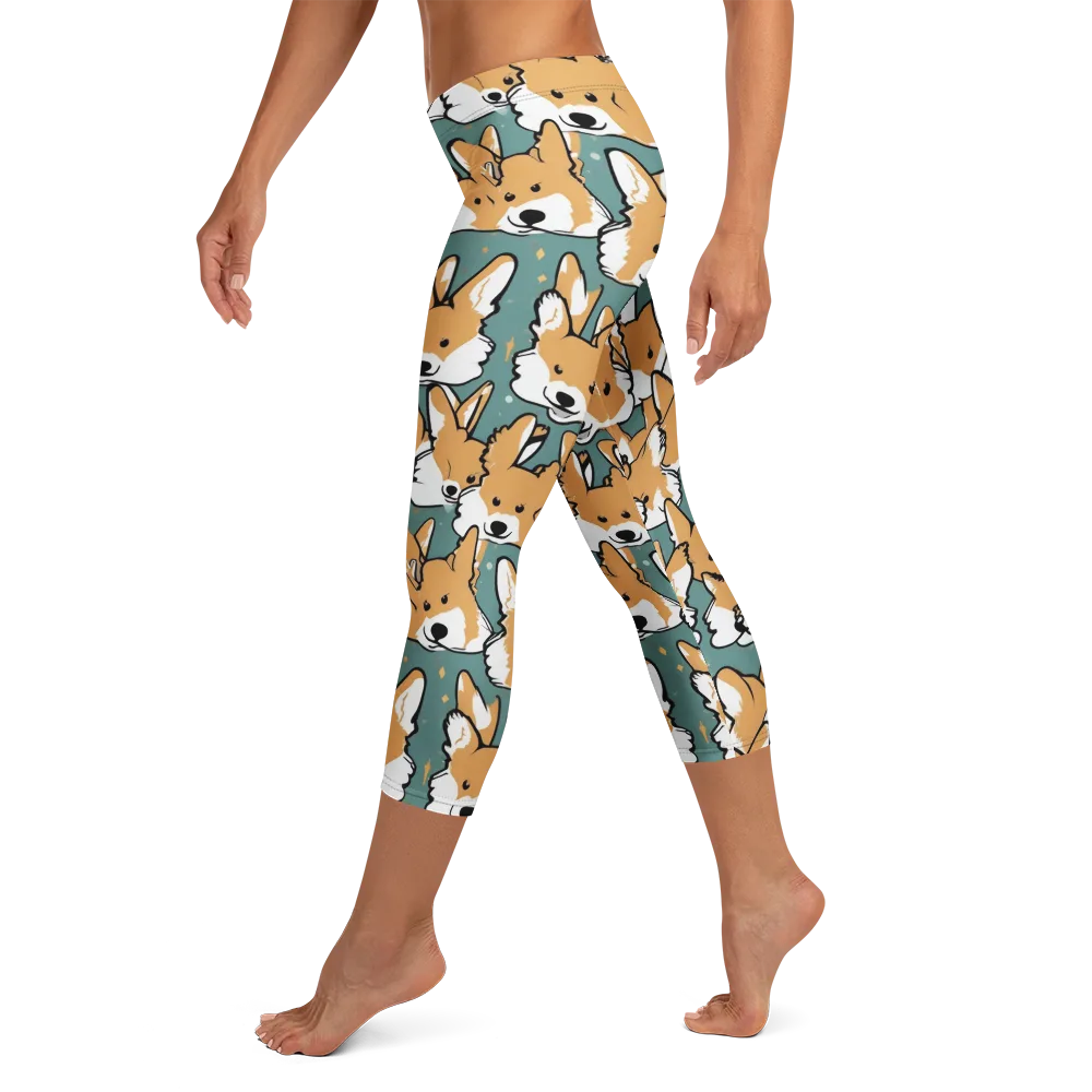 Corgi Constellation on Capri Leggings — Left