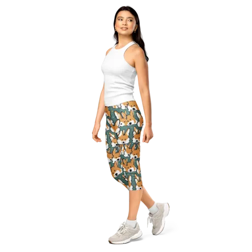 Corgi Constellation on a Capri Leggings