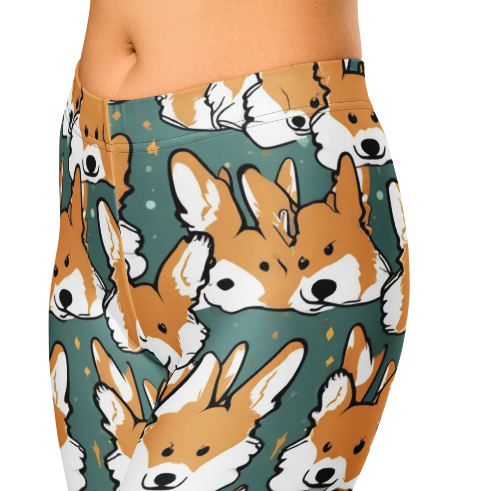 Corgi Constellation on Capri Leggings — Zoomed-in