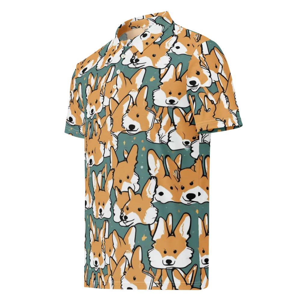 Corgi Constellation on Men's Slim Fit Polo Shirt — Left Front