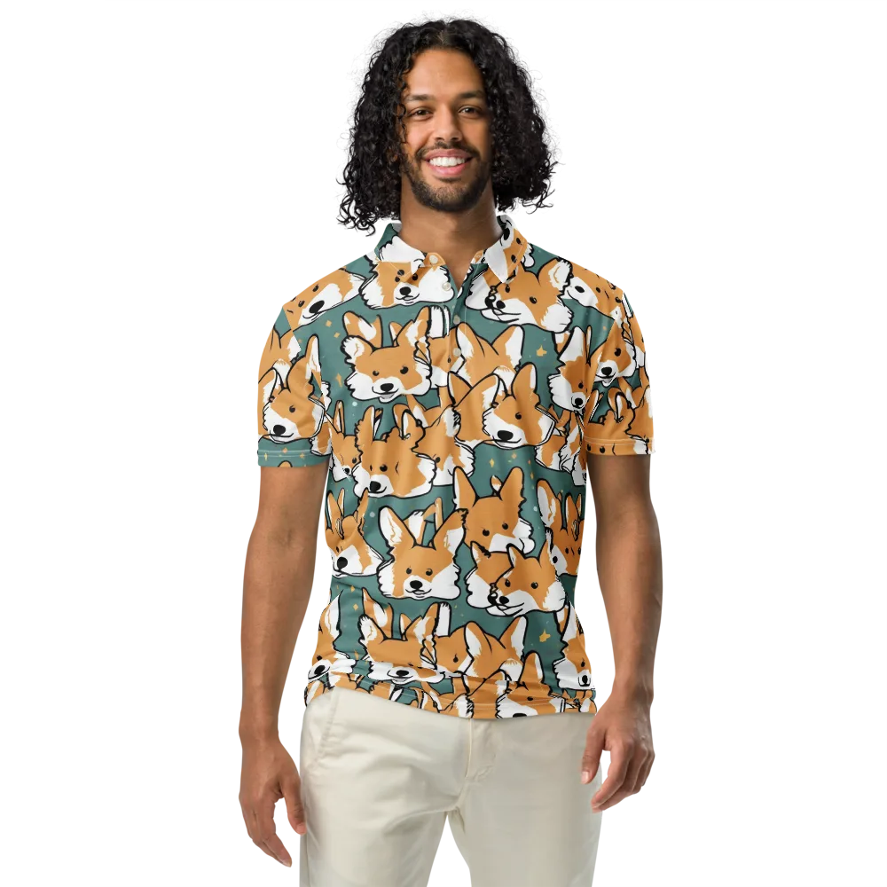Corgi Constellation on Men's Slim Fit Polo Shirt — Front
