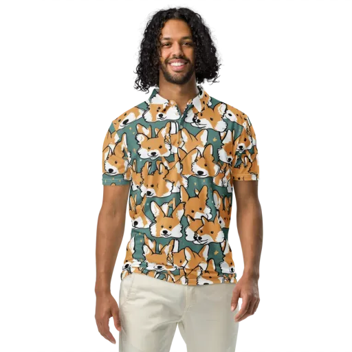 Corgi Constellation on a Men's Slim Fit Polo Shirt