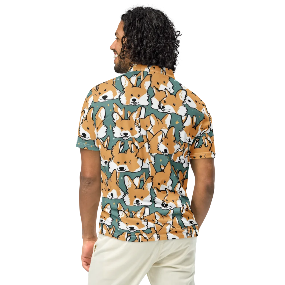 Corgi Constellation on Men's Slim Fit Polo Shirt — Back