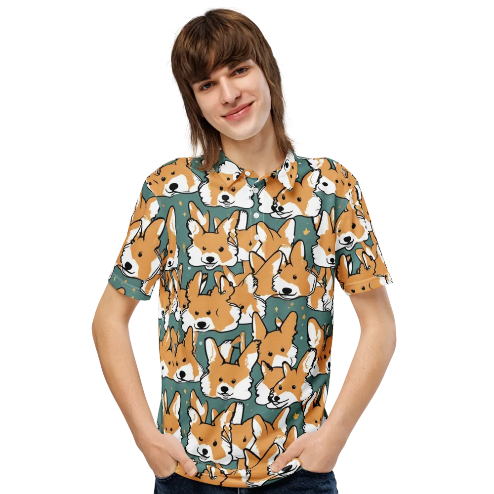 Corgi Constellation on Men's Slim Fit Polo Shirt — Front