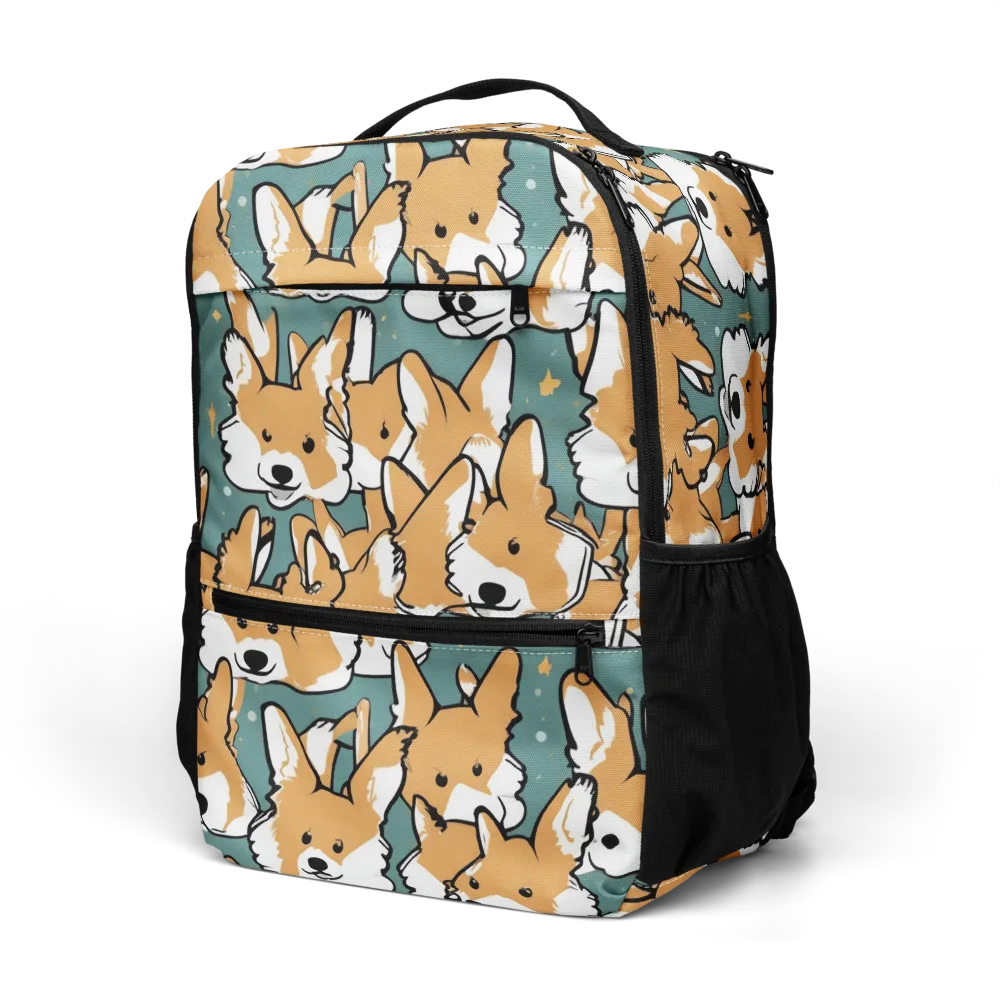 Corgi Constellation on Utility Backpack — Left Front