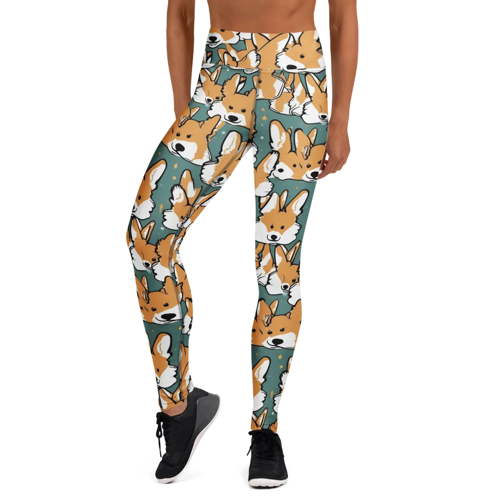 Corgi Constellation on Yoga Leggings — Front