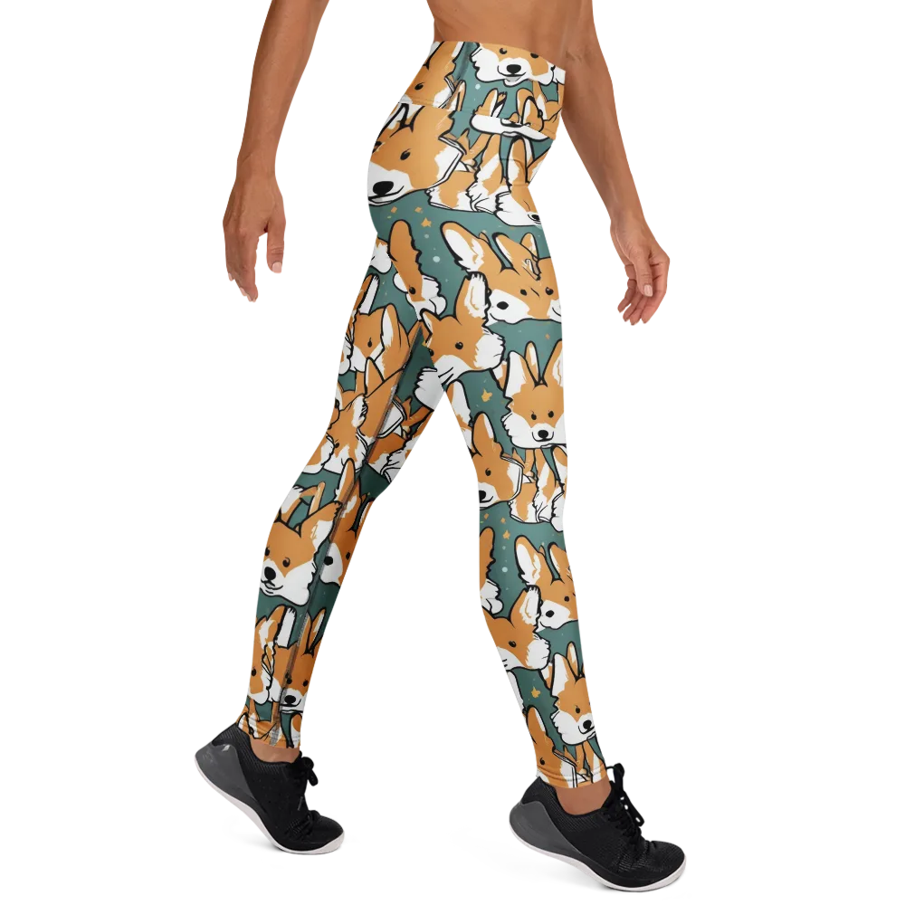 Corgi Constellation on Yoga Leggings — Right