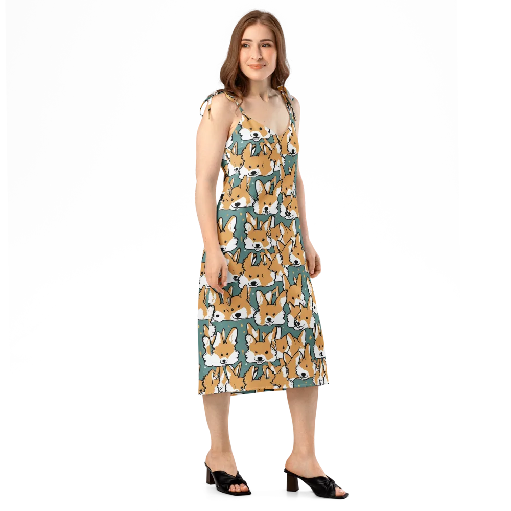 Corgi Constellation on Slip Dress — Right Front
