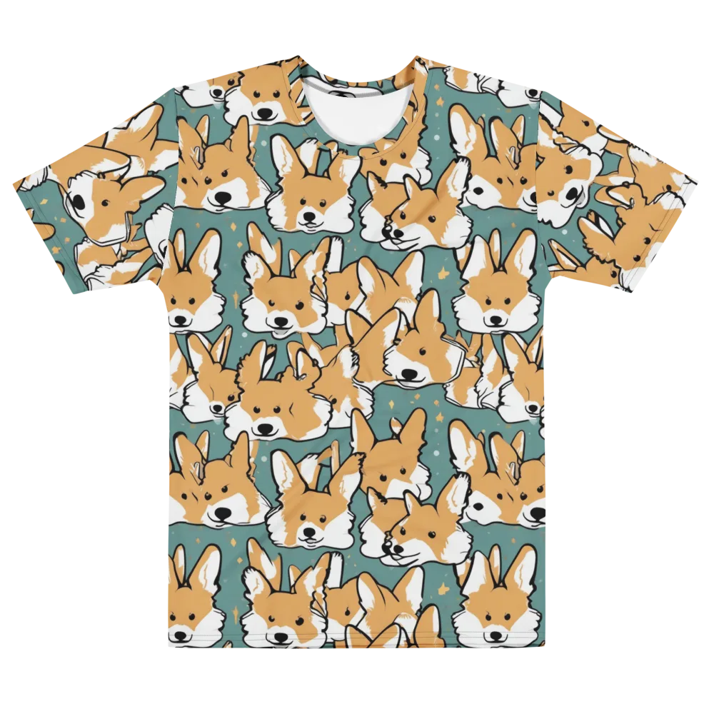 Corgi Constellation on Men's Cotton Crew Neck T-Shirt — Front