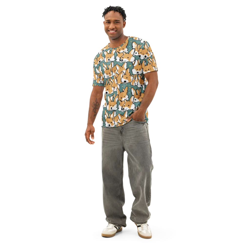 Corgi Constellation on Men's Cotton Crew Neck T-Shirt — Front