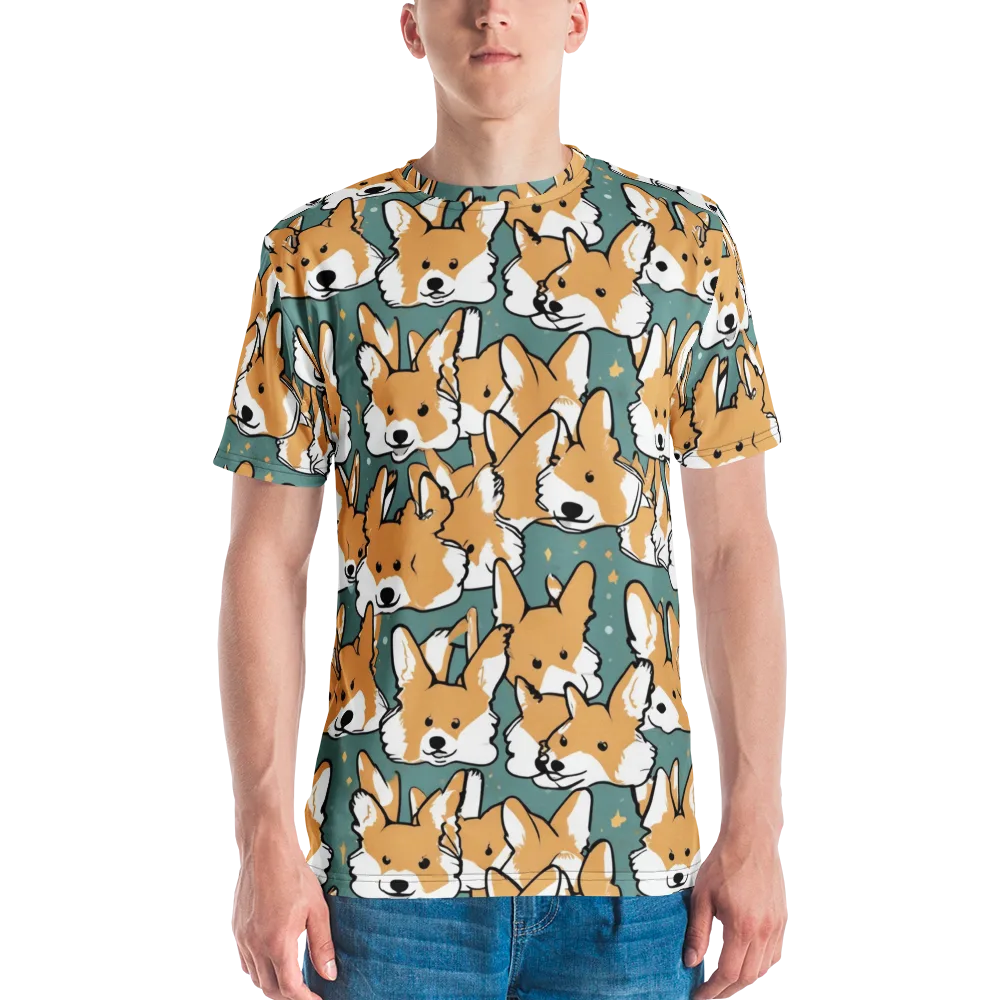 Corgi Constellation on Men's Crew Neck T-Shirt — Front