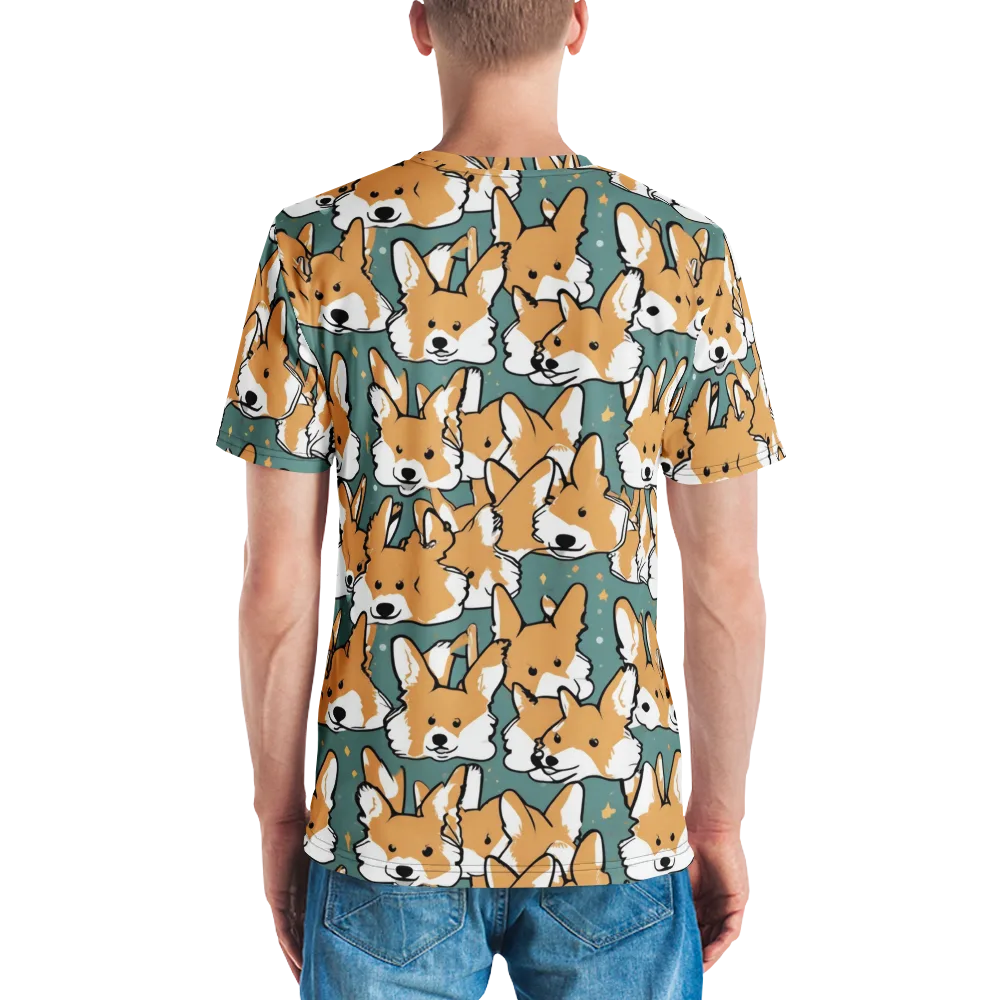 Corgi Constellation on Men's Crew Neck T-Shirt — Back