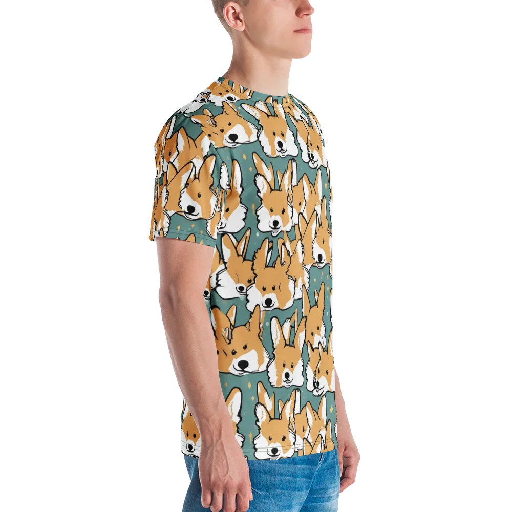 Corgi Constellation on Men's Crew Neck T-Shirt — Right