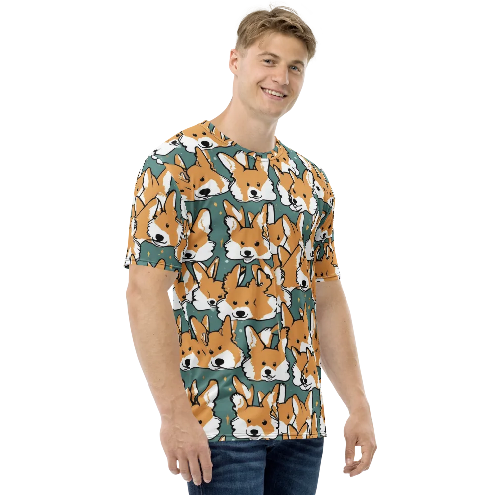 Corgi Constellation on Men's Crew Neck T-Shirt — Right
