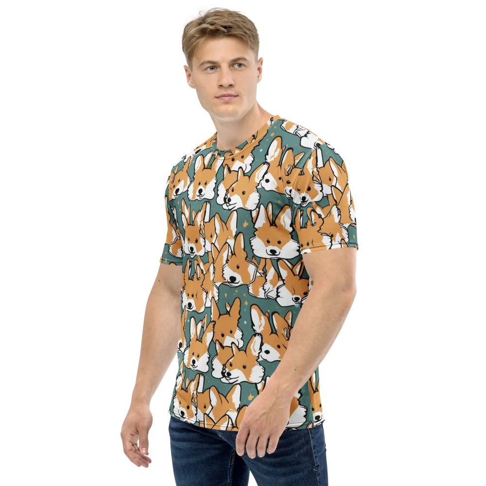 Corgi Constellation on Men's Crew Neck T-Shirt — Left