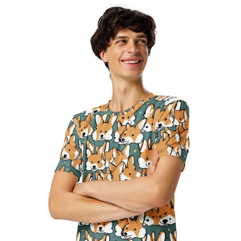 Corgi Constellation on Men's Crew Neck T-Shirt — Left Front