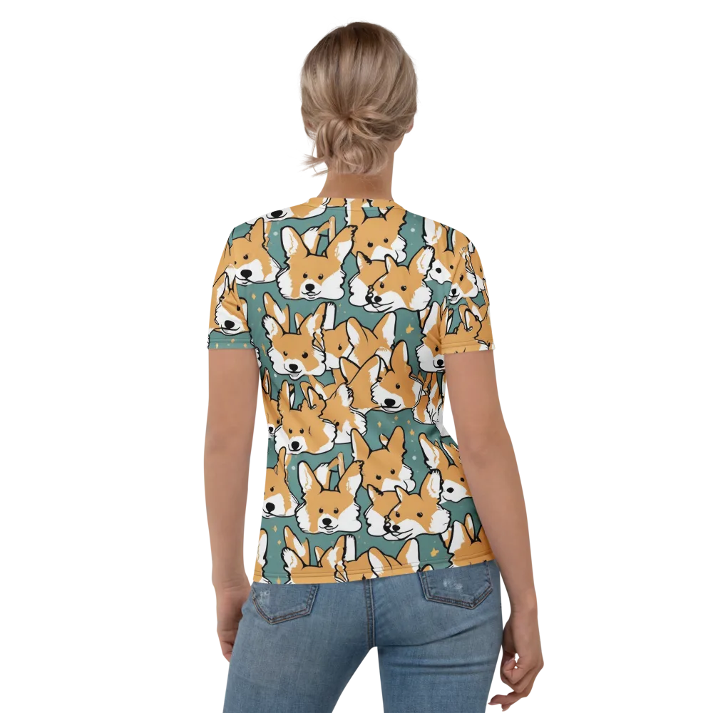 Corgi Constellation on Women's Crew Neck T-Shirt — Back