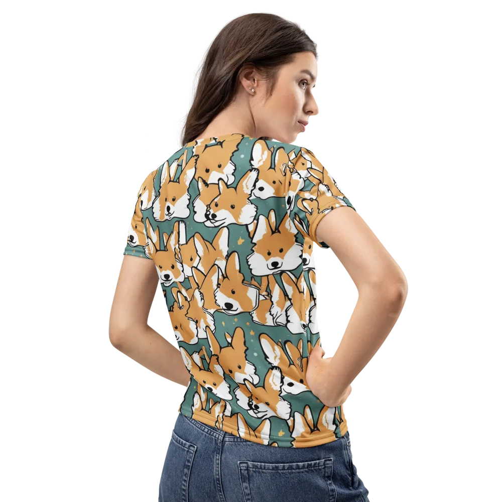 Corgi Constellation on Women's Crew Neck T-Shirt — Back