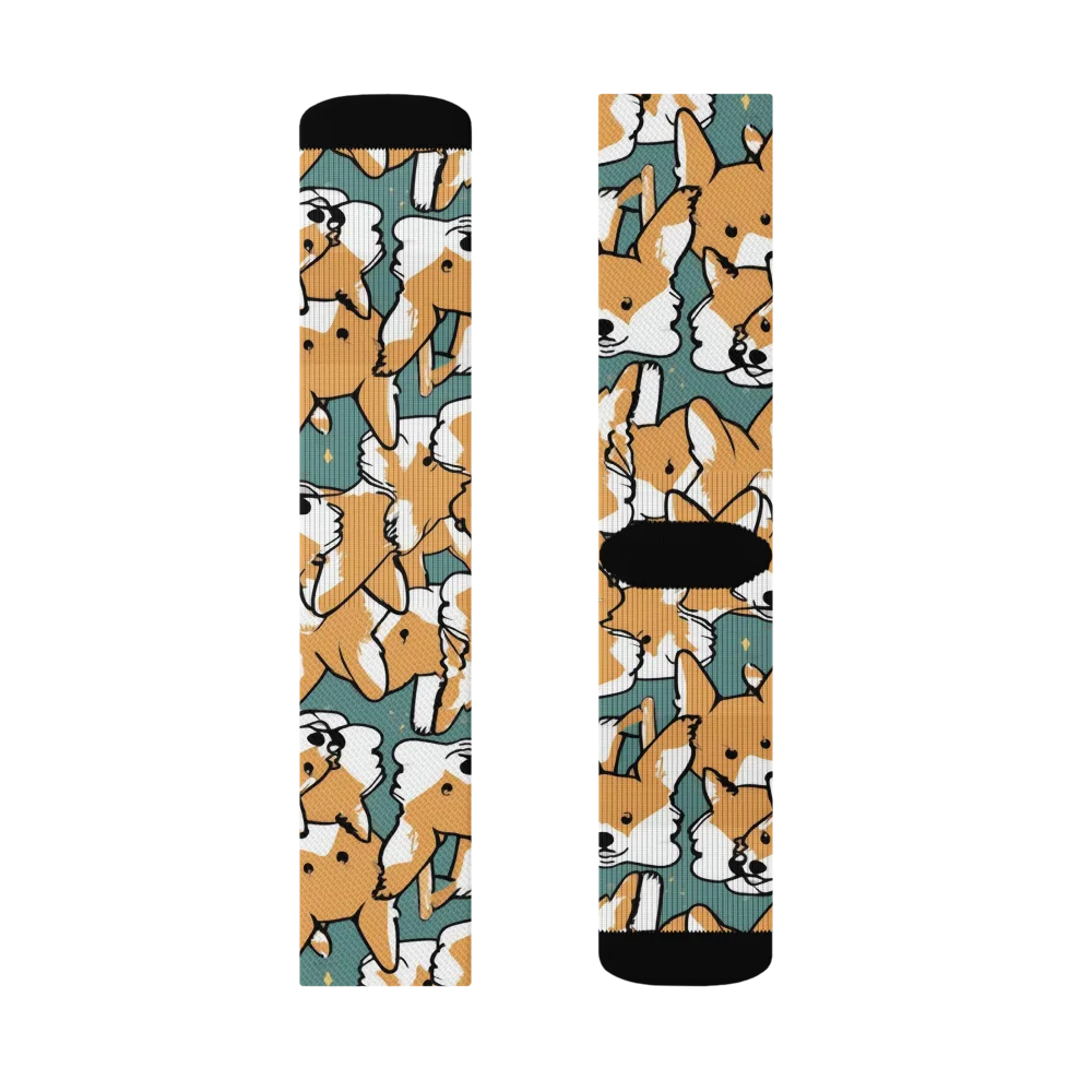 Corgi Constellation on Socks — Left Sock