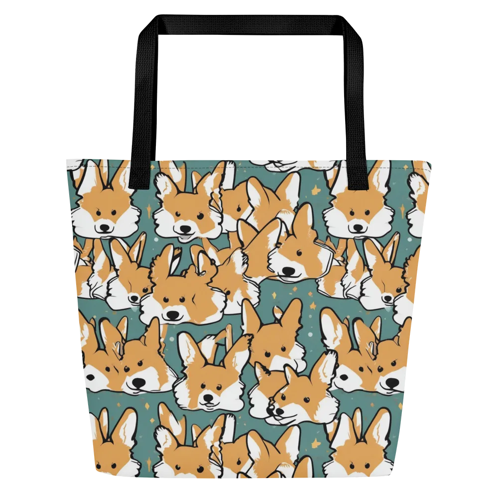 Corgi Constellation on Large Tote Bag W/ Pocket — Front