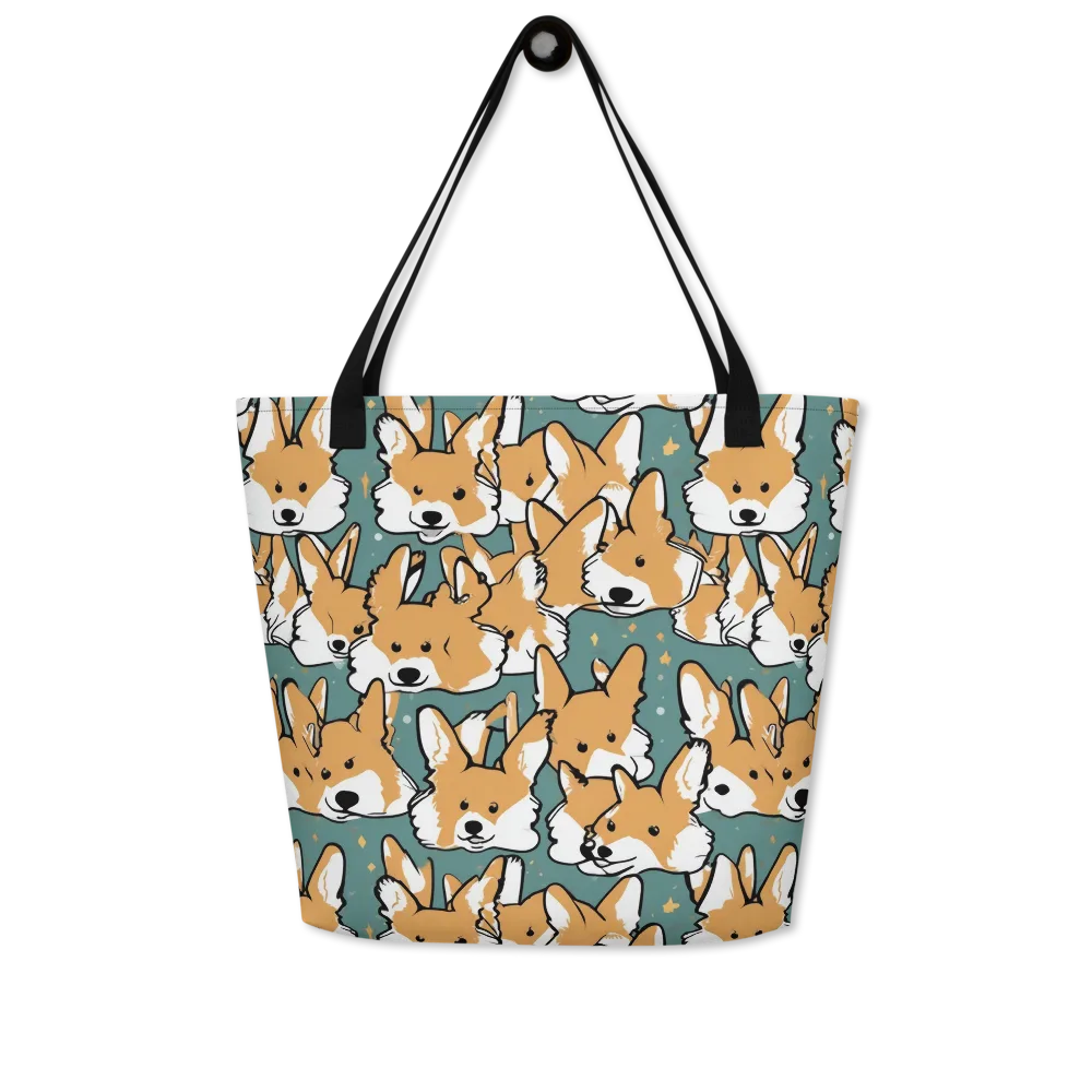 Corgi Constellation on Large Tote Bag W/ Pocket — Front