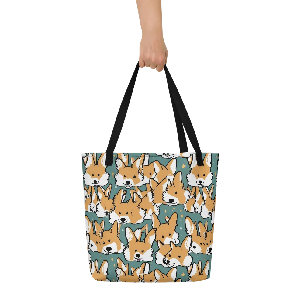 Corgi Constellation on Large Tote Bag W/ Pocket — Front