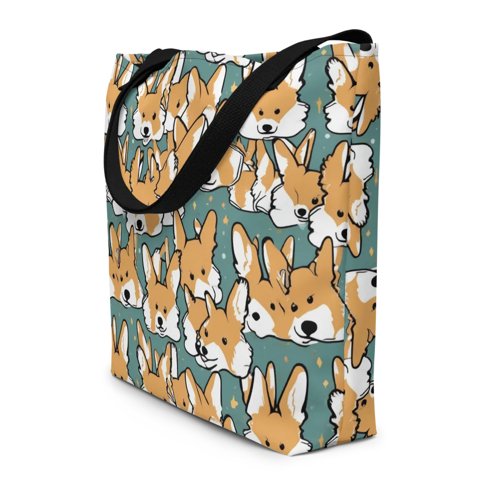 Corgi Constellation on Large Tote Bag W/ Pocket — Front