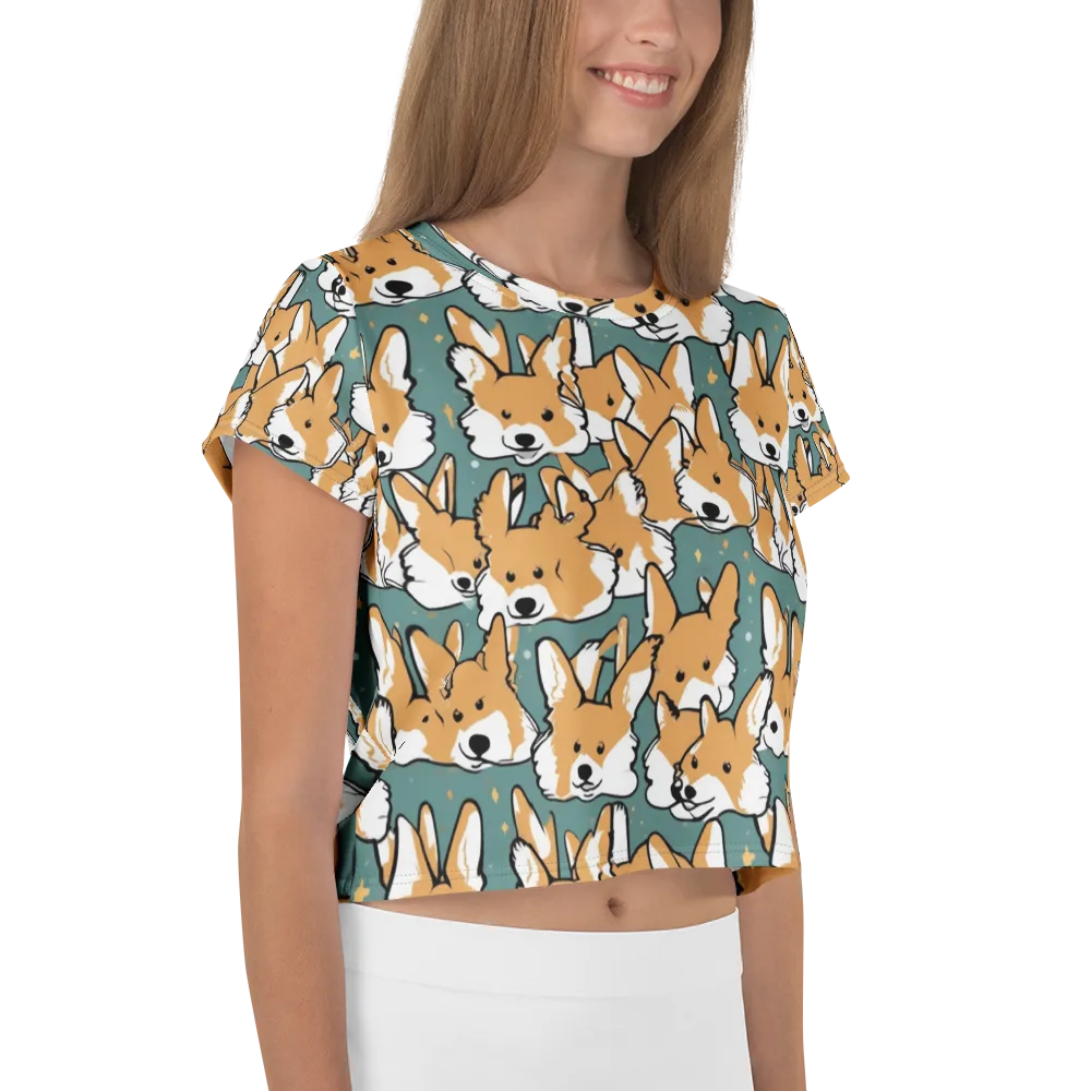 Corgi Constellation on Crop Tee — Right