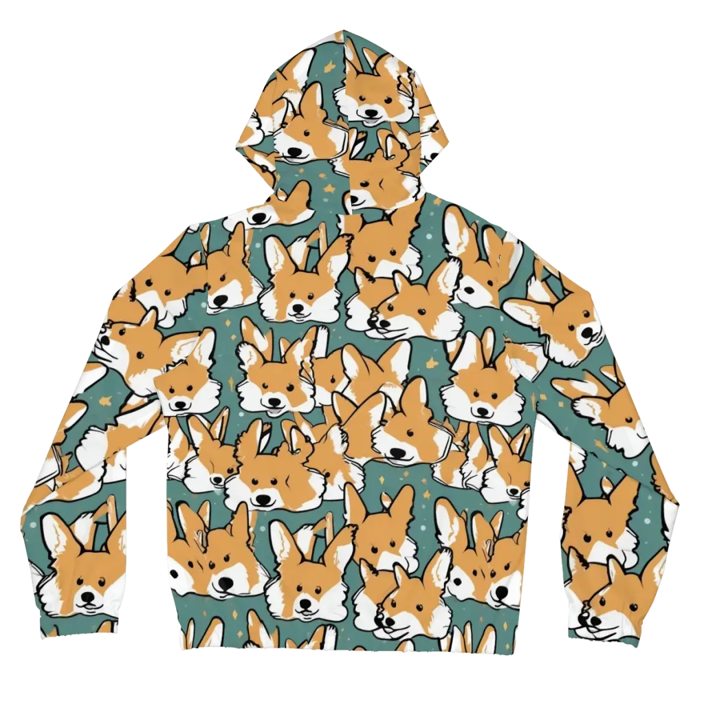 Corgi Constellation on Women's Full-Zip Hoodie — Back