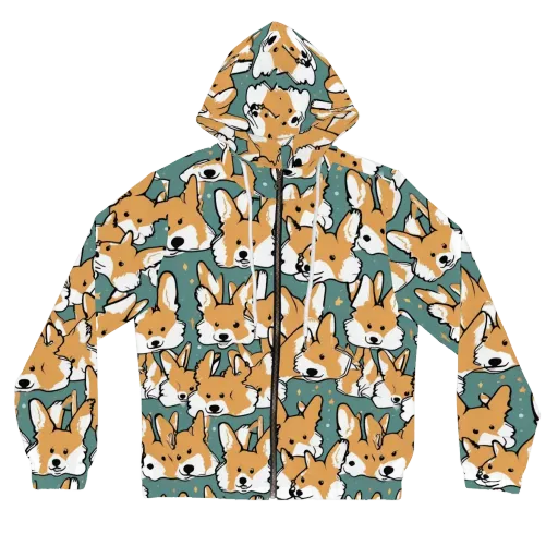Corgi Constellation on a Women's Full-Zip Hoodie