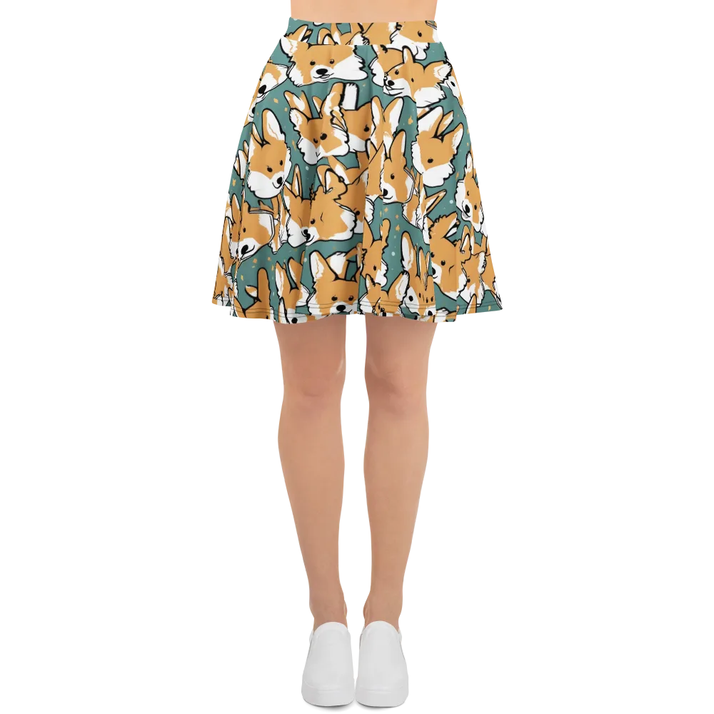 Corgi Constellation on Skater Skirt — Front