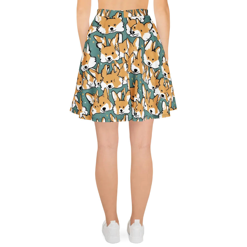 Corgi Constellation on Skater Skirt — Back