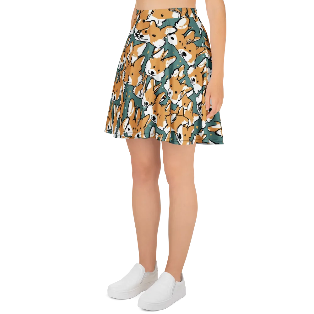 Corgi Constellation on Skater Skirt — Left