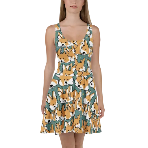 Corgi Constellation on a Skater Dress