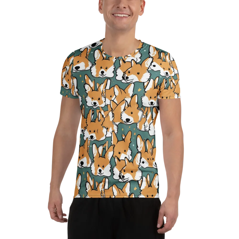 Corgi Constellation on Men's Athletic T-Shirt — Front
