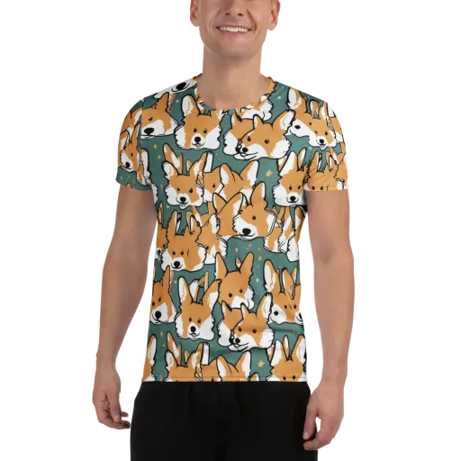 Corgi Constellation on a Men's Athletic T-Shirt