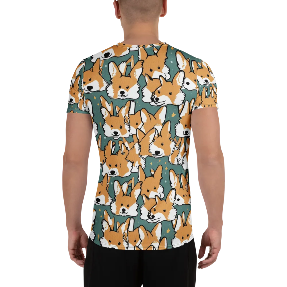 Corgi Constellation on Men's Athletic T-Shirt — Back