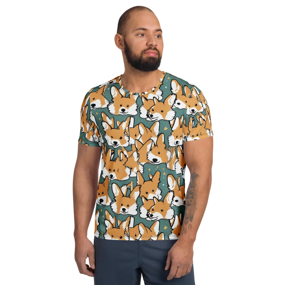 Corgi Constellation on Men's Athletic T-Shirt — Front