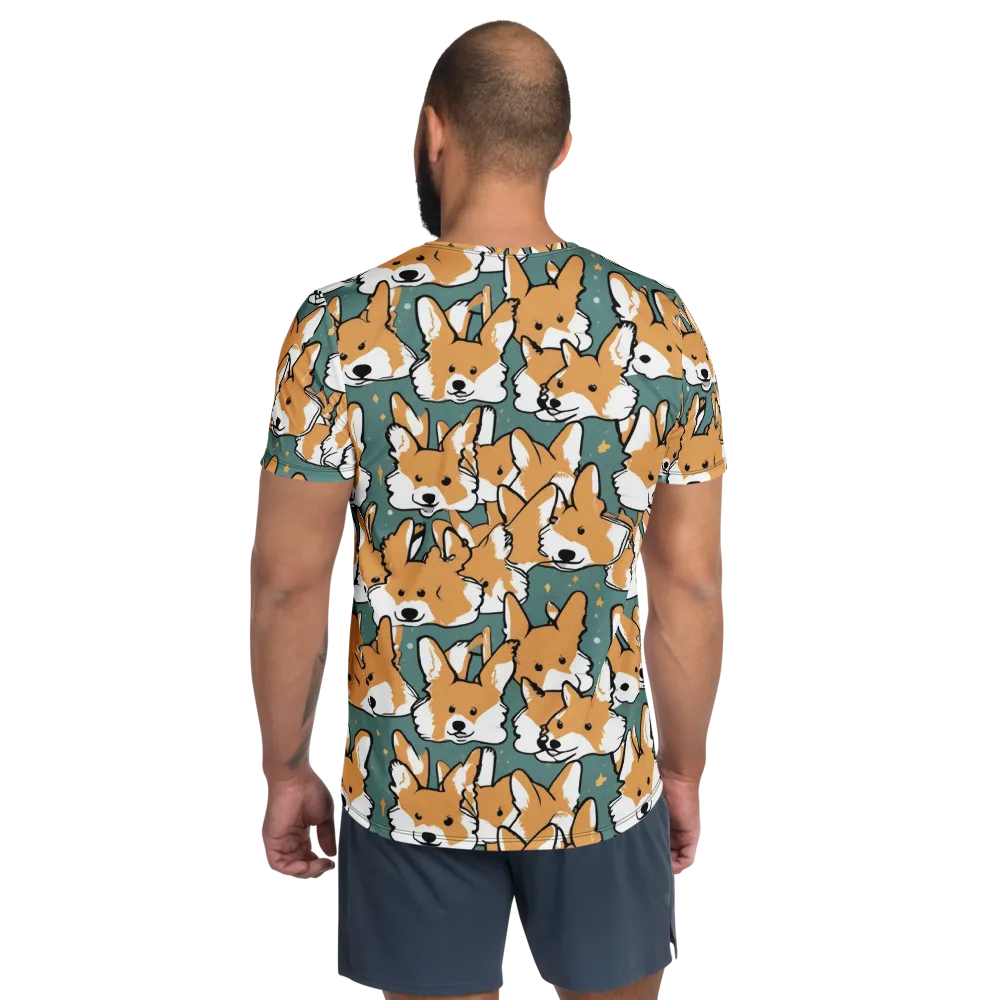 Corgi Constellation on Men's Athletic T-Shirt — Back