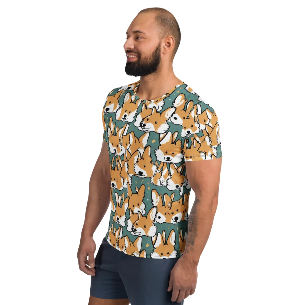 Corgi Constellation on Men's Athletic T-Shirt — Left