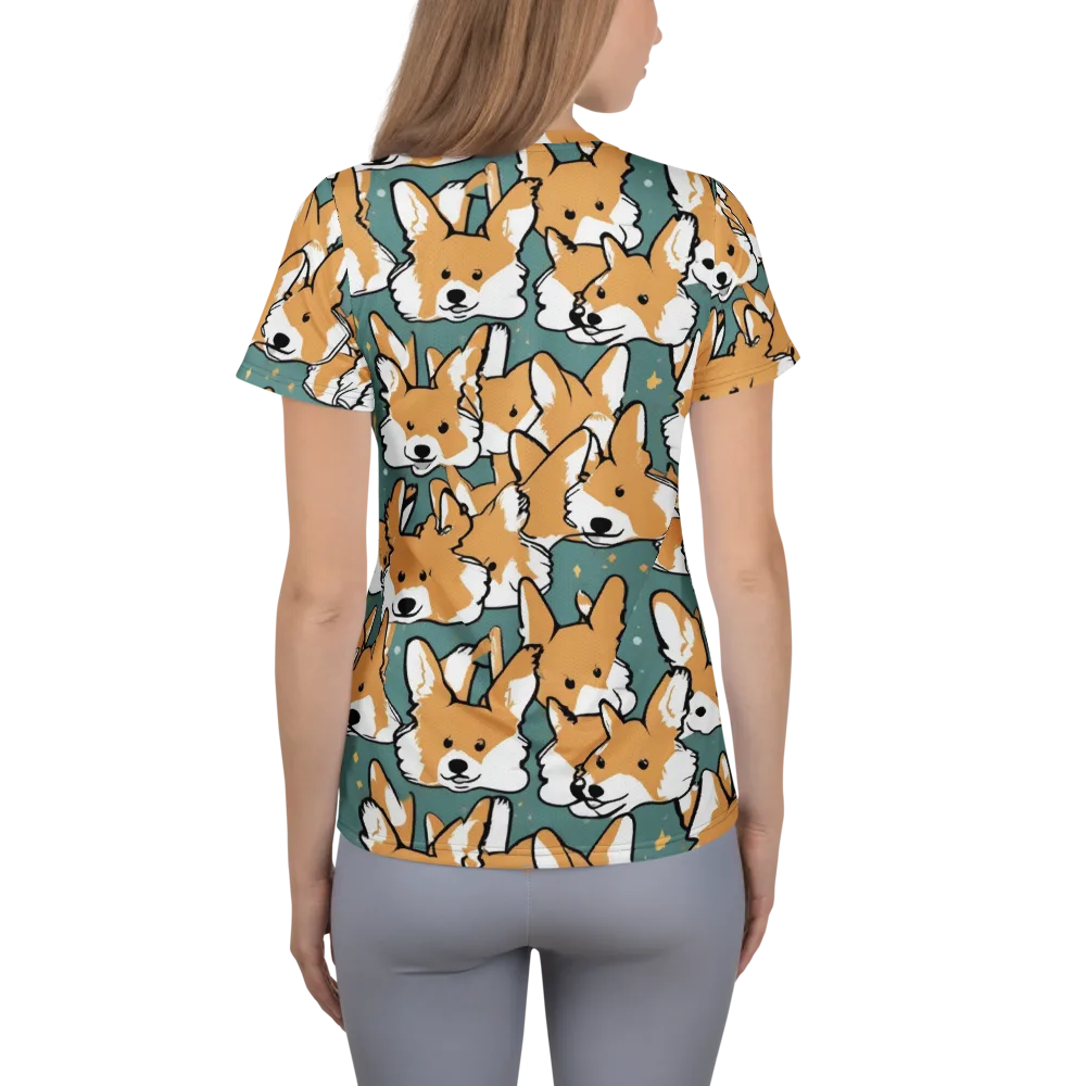 Corgi Constellation on Women's Athletic T-Shirt — Back