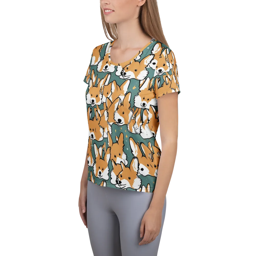 Corgi Constellation on Women's Athletic T-Shirt — Left