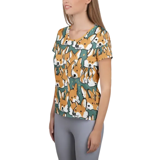 Corgi Constellation on a Women's Athletic T-Shirt