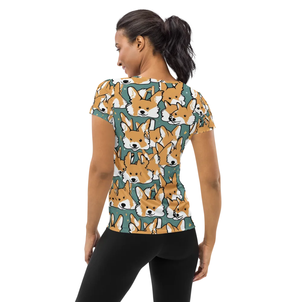 Corgi Constellation on Women's Athletic T-Shirt — Back