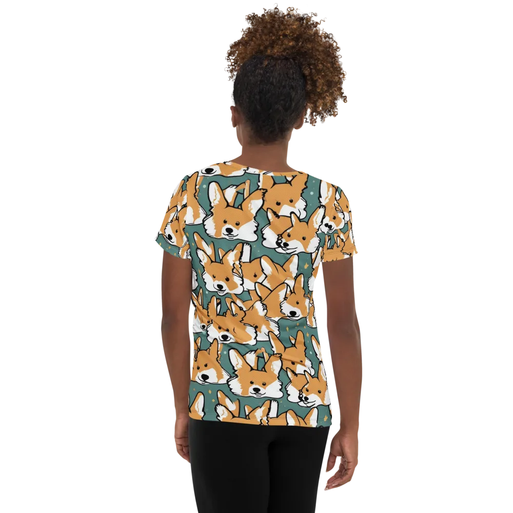 Corgi Constellation on Women's Athletic T-Shirt — Back
