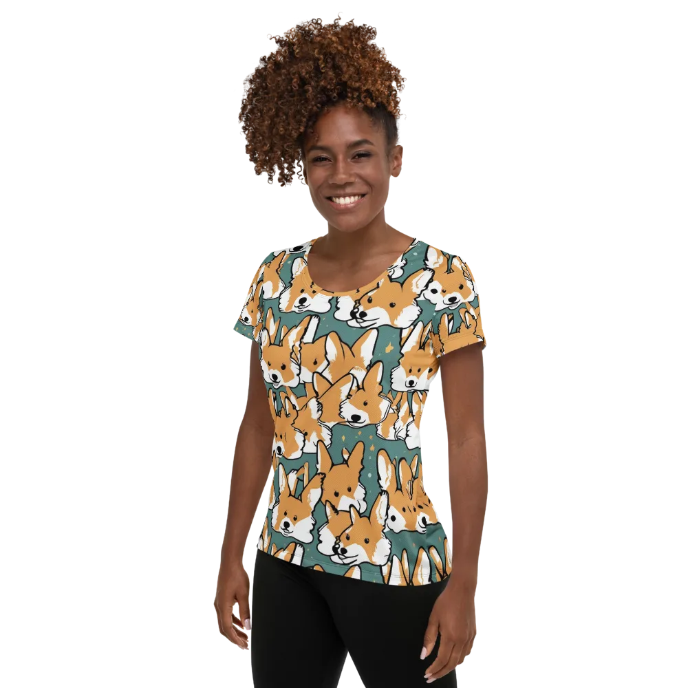 Corgi Constellation on Women's Athletic T-Shirt — Left